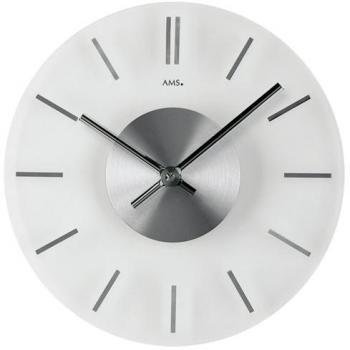 Reloj de pared AMS W9318, 30 cm, diseño transparente y plateado, ideal para salón, comedor, cocina y oficina