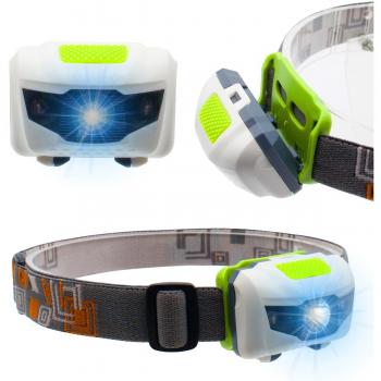 Linterna Frontal LED Alta Potencia 3W, 100 lúmenes, 4 modos de trabajo, alimentación por 3 pilas AAA, fabricada en ABS y PS, con 12 horas de operación continua, ideal para camping y