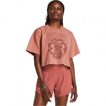 Camiseta de mujer Under Armour Heavyweight Dusk to Dawn Crop Naranja M