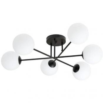 Lámpara de Techo Roma EPIKASA, Acero con recubrimiento en polvo y Vidrio, Color Negro y Blanco, 75x26x75 cm
