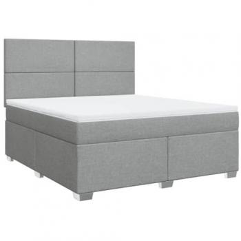 Cama box spring con colchón de tela gris claro 180x200 cm