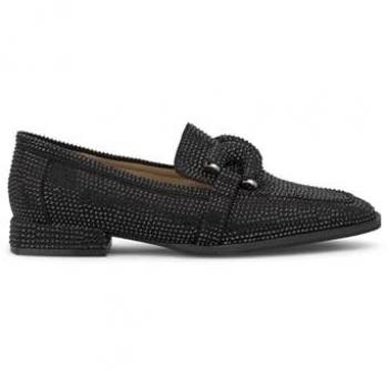 Mocasines de mujer Alma en Pena con puntera cuadrada cubiertos de pedrería, talla 36