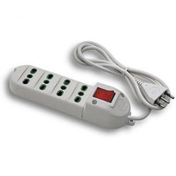 Multipresa Fanton 4 Tomas 2P+T con Interruptor Bipolar Luminoso, Blanca, 1.5 m