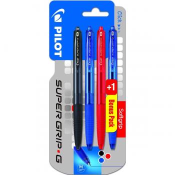 Pack de 4 bolígrafos Super Grip Pilot (Negro, Azul, Rojo y Azul)