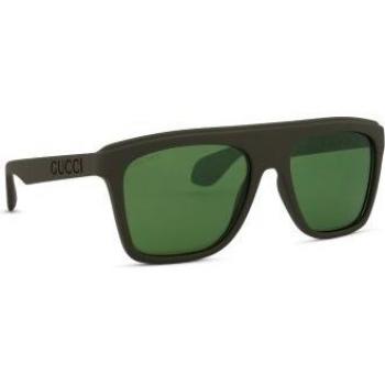 Gucci GG1570S 005 Green Square Sunglasses, Male, Brown, Size: 57 MM
