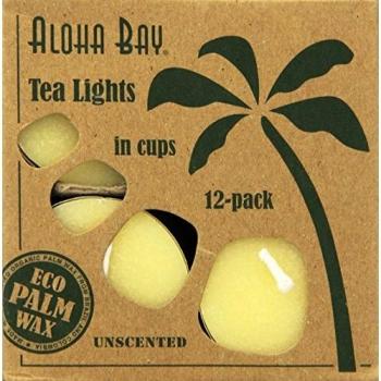 Palm wax Candles, Tea Lights, Unscented, Cream Colour, 12 Candles