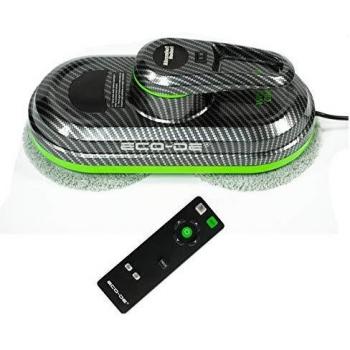 ECODE Robot Limpiacristales Absolut Carbon WINCLEAN, Limpiavidrios, Automático,Mando Distancia, AFS Sistema Anticaidas, 3 Programas, 12 mopas Incluidas ECO-996