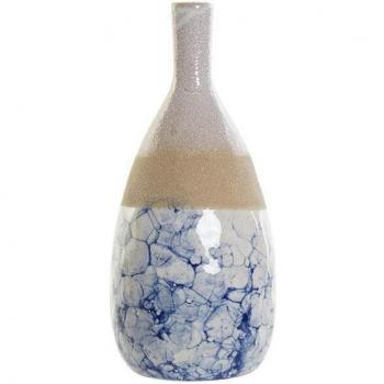 Jarrón de porcelana beige y azul moderno para decoración del hogar (11.6 x 11.6 x 25.6 cm)