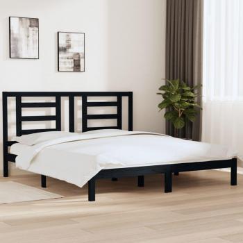 Estructura de cama madera maciza negro super king 180x200 cm