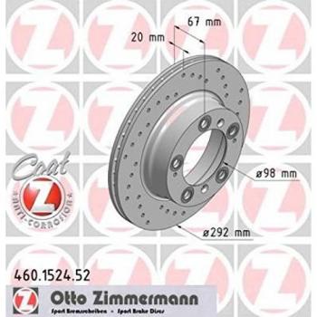 Zimmermann 460,1524.52 Disco de Freno Trasero, Perforado, Sin Abe Sport Coat Z