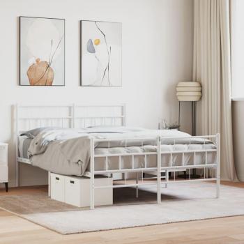 Cama de metal blanco 120x200 cm con cabecero y estribo para pediatría