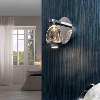 Aplique de pared LED Rocio, metal, cristal, 1 luz, cromo