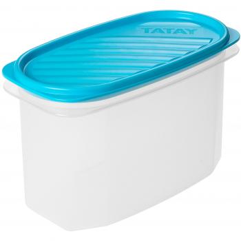 Tatay Fiambrera de Alimentos, Hermética, 1.2L de Capacidad, Tapa Flexible a Presión, Libre de BPA, Apto Microondas y Lavavajillas, Color Azul, Medidas: 18.4 x 9.7 x 12.2 cm
