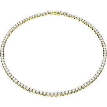 Swarovski Matrix Tennis Necklace - Round Cut, White Crystals, Gold-tone Plated