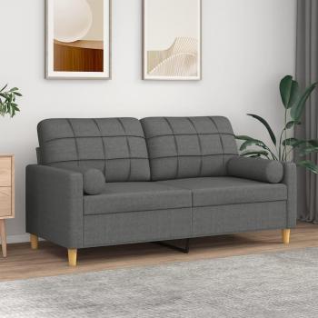 Sofá de 2 plazas con cojines gris oscuro de 140 cm en tela Vidaxl