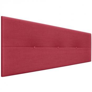 Cabecero Tapizado de Lino Natural con Botones y Patas de Madera para Cama - Moderno y Top Trending (Lino Rojo, 135x105cm)