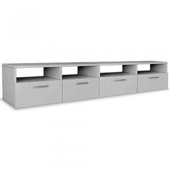 vidaXL Mueble Salón TV Aglomerado 2 Pzas Blanco Soporte Mesa Mesilla Auxiliar