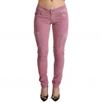 Pink Cotton Low Waist Skinny Denim Cargo Jeans - IT40|S