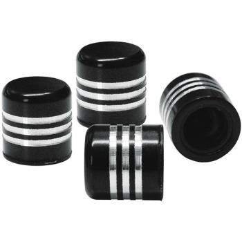 SIMONI RACING Set Tapas de Válvulas - Negro + Anillos de Aluminio