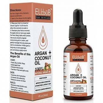 Aceite Argán+Aceite de Coco – Aceite Argán Natural de Árboles de Argán Marroquíes para Pureza Máxima Aceite Orgánico Puro - Cuidado Hidratante Antiarrugas para Piel, Pelo y Uñas