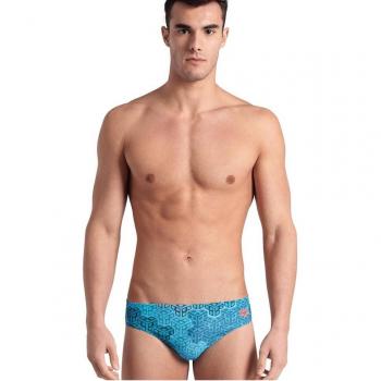 Bañador slip de hombre Arena Camo Kikko azul naranja - 75