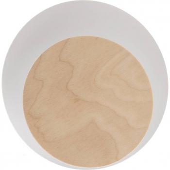 Aplique de Pared Empotrado Emibig Circle Blanco con Placa de Madera Clara 1x G9
