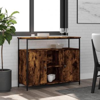 Aparador de madera multicapa roble ahumado 100x35x80 cm