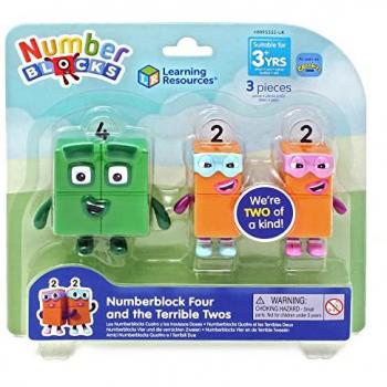 Bloques Numéricos Cuatro y los Terribles Dos - Juguete Coleccionable Oficial de Learning Resources, Incluye Bloque Numérico Cuatro y 2 x Terrible Dos, Con Brazos Movibles para Juego Realista,