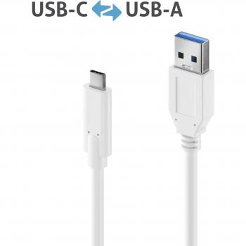 Cable USB 3.2 Gen 2 (3.1 Gen 2) PureLink IS2610-005, USB-C a USB-A, 0,5 m, color blanco