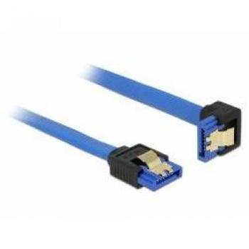 Cable SATA Delock 1m 6 Gb/s con conectores metálicos y ángulo recto azul