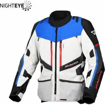 Macna Chaqueta de Moto Domane Gris Claro-Azul-Negro, chaqueta textil impermeable para motocicletas, talla XL