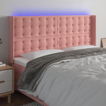 Cabecero LED Rosa 203x16x118/128 cm en terciopelo