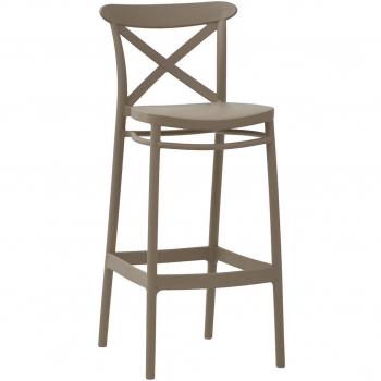 Cross Polypropylene Indoor and Outdoor Bar Stool - Taupe