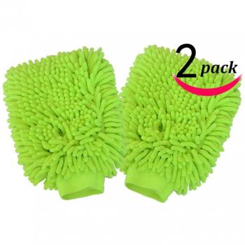 Sunland lavado de coche Mitt 2 unidades Chenille microfibra cepillo Mitt - Guante de lavado Verde