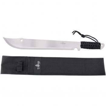 Machete cortacañas Third 13796SL con hoja de acero inoxidable de 39 cm, mango de cuerda trenzada y funda de nylon - Herramienta para uso deportivo, pesca y caza