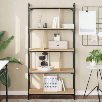 Librería Sonoma Oak 5 estantes 76x32x158 cm madera multicapa, color marrón, fabricada en madera de ingeniería roble