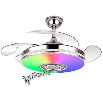 Lámpara Ventilador de Techo DC Cromo RGB Bluetooth Altavoz Noto 72W 6117 Lm 3000-4000-6000 K