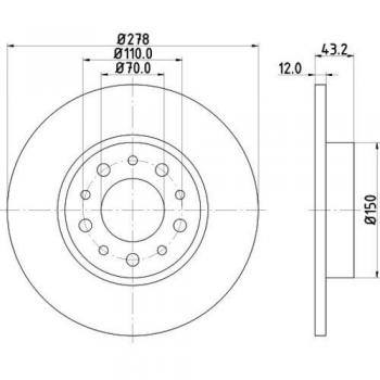 Disco de freno Hella PRO 8DD 355 112-541 para Alfa Romeo 159 Berline, 159 Sportwagon y Brera