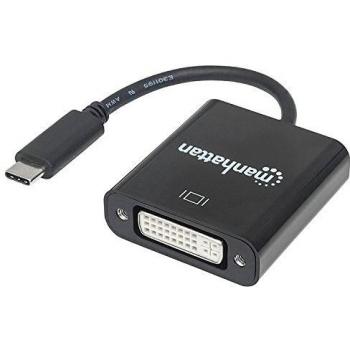 Convertidor de video Manhattan USB-C 3.1 a DVI - Negro