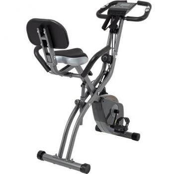 Bicicleta de Ejercicio Estática Plegable magnética Vertical Bicicleta Plegable con Respaldo 10 Niveles de Resistencia Magnética