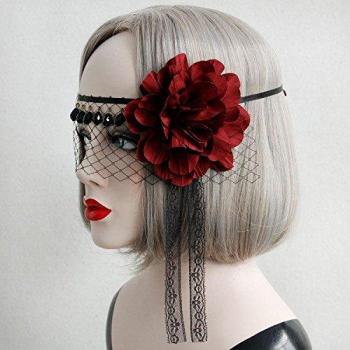 velo de encaje negro Wan Navidad tapándose la cara divertida de baile tocado media mascarilla de COS de muerte , black