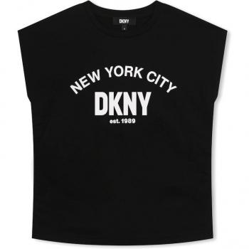Camiseta de niña DKNY de manga corta con letrero frontal