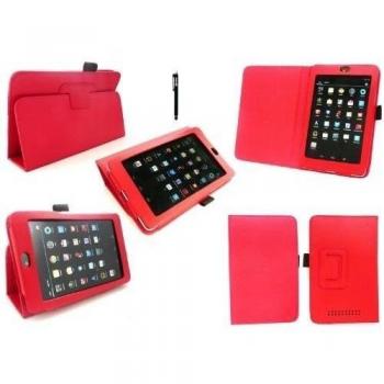 Emartbuy ® Stylus Pack Para Asus Google Nexus Tablet 7 - Negro Stylus + Protector De Pantalla + Rojo Cuero De La Pu Multifuncional / Multi Angle Monedero / Portada / Soporte / Caso Mecanografía Con Sensor De Sueño-Vigilia