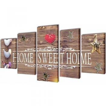 vidaXL Set Decorativo de lienzos para la Pared Modelo Home Sweet Home, 100 x 50 cm