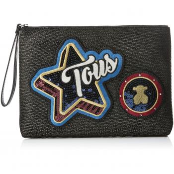 Tous Jodie Medallion de Nylon, Cartera de Mano para Mujer, Negro