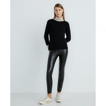 Leggings de mujer eco piel y punto de algodón