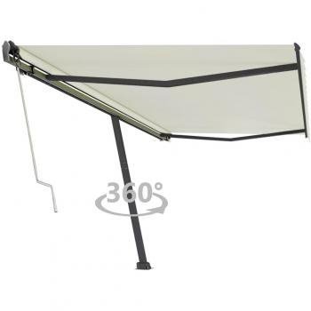 Toldo de pie automático crema 500x350 cm, autoportante, resistente al agua, protección contra rayos UV, plegable para balcón, jardín y terraza
