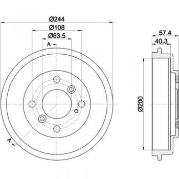 HELLA 8DT 355 302-631 Bremstrommel