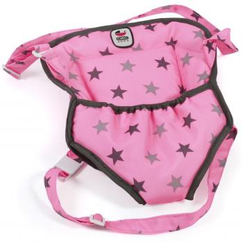 Portabebés para Muñecas Bayer Chic 2000, Diseño Estrellitas Gris y Rosa