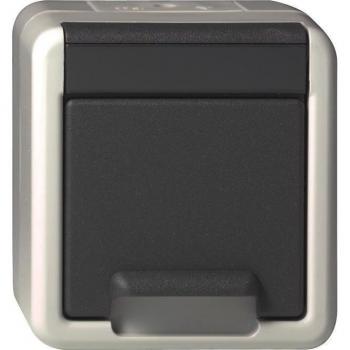 Gira Steckdose Schuko KD Gris IP44 con tapa abatible 444030